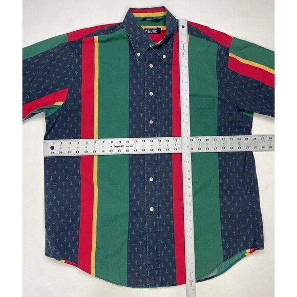 VINTAGE Nautica Colorblock Shirt Men Large Multicolor Short Sleeve USA 90s - Picture 5 of 5